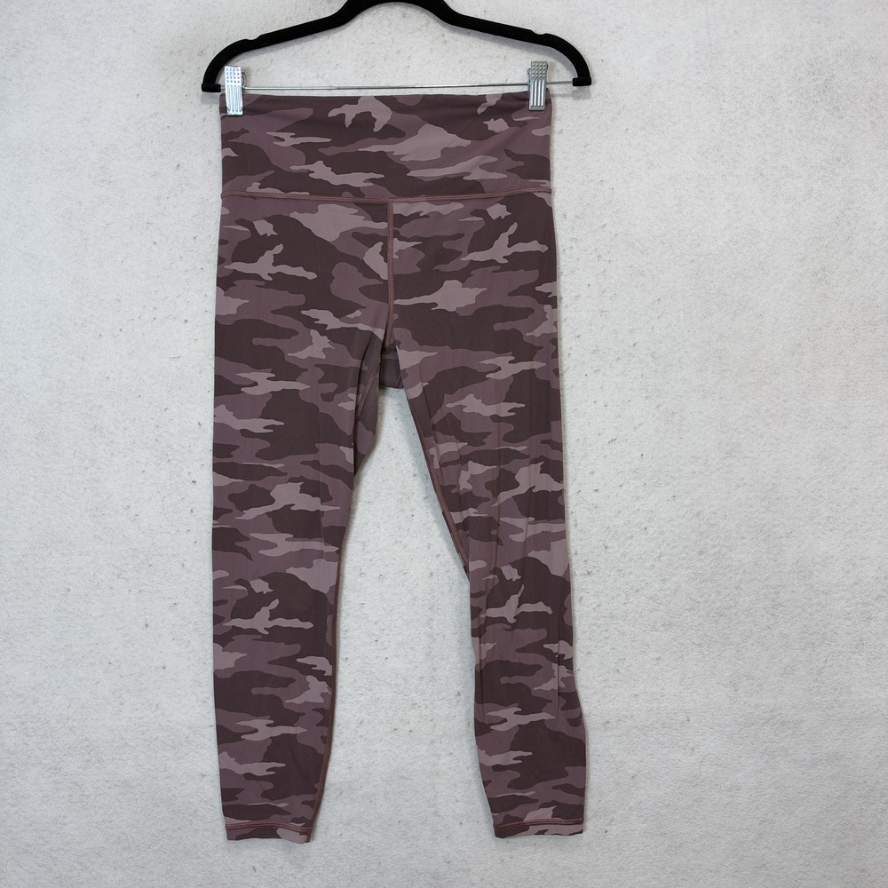 Athleta Leggings Womens M Purple Camo Elation 7/8 Tight Yoga Athletic Workout
